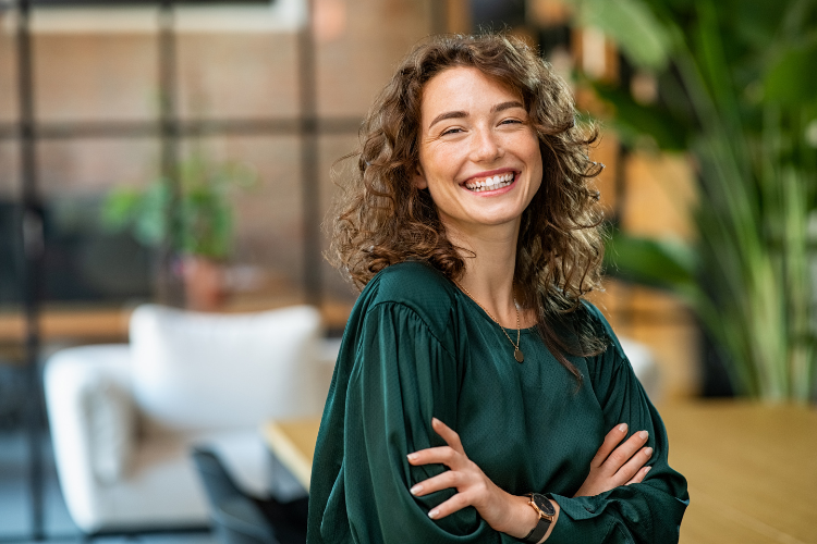 Young lady smiling in an office